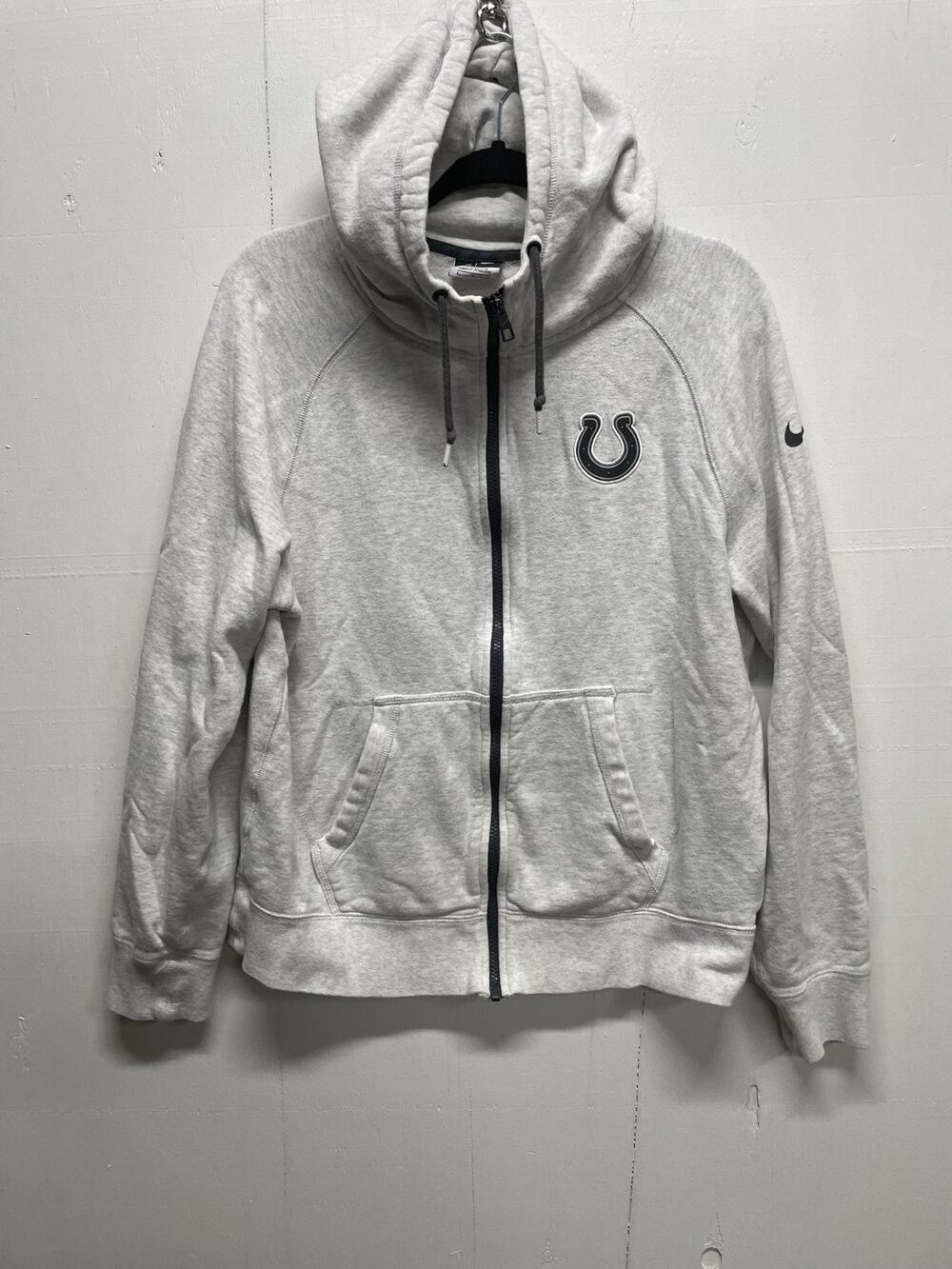 Nike Men's Zip Up Gray Colts Jacket Size Large - Logo in Black - Football
